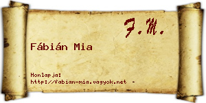 Fábián Mia névjegykártya